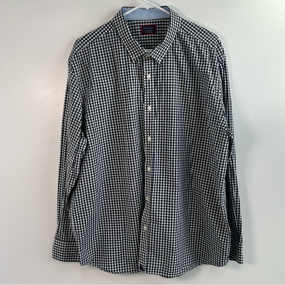 UNTUCKit men's button-down shirt Gingham Checked Long‎ Sleeve Size 2XL